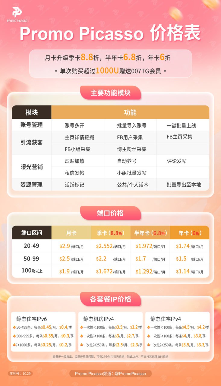 价格表